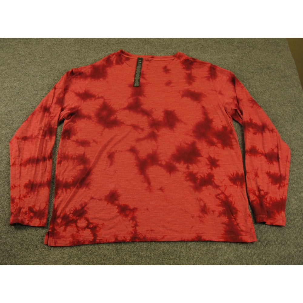Lululemon Lab Mens XL Red Tie Dye Merino Wool‎ Blend Long Sleeve T-Shirt #2139